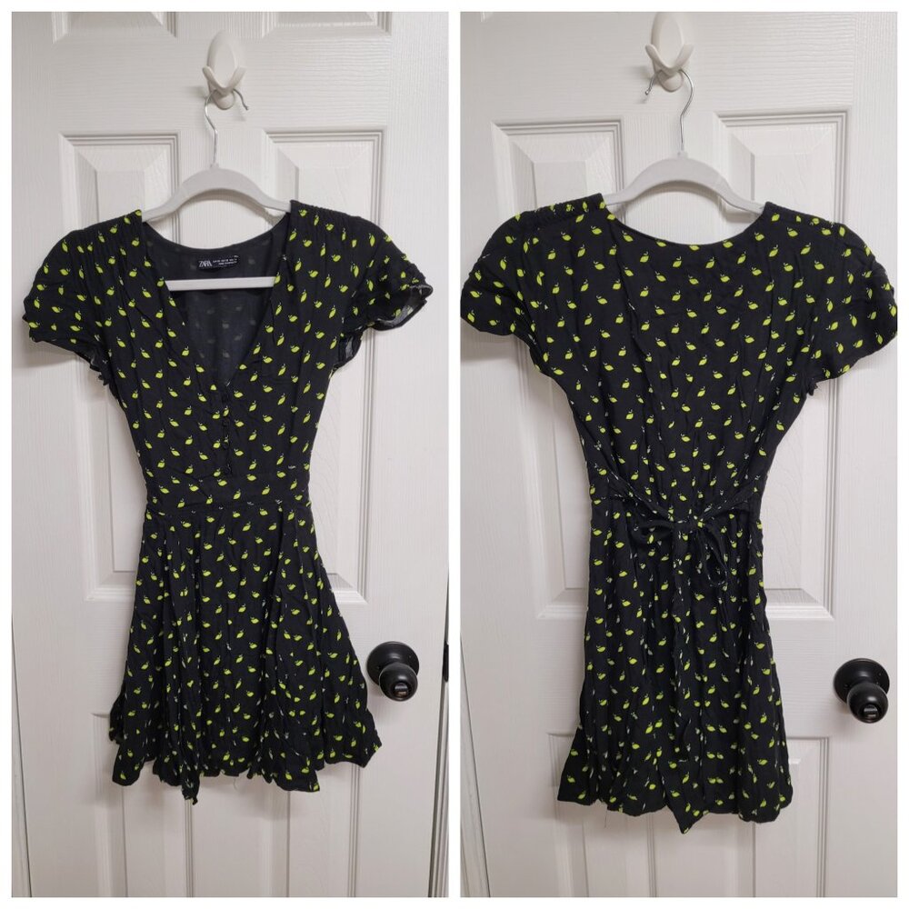 Zara lemon print mini dress, XS